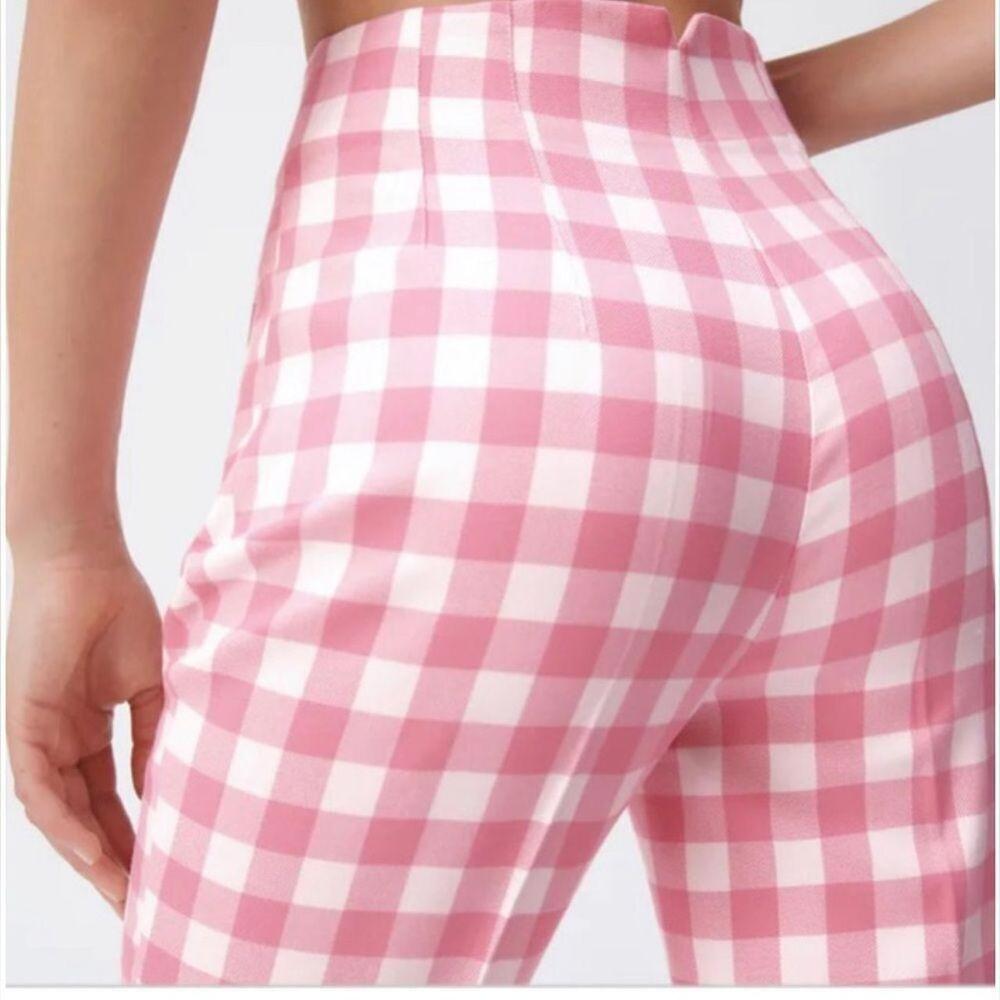 Zara Pink Checkered Ankle Trousers